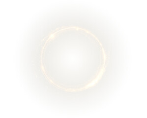 Futuristic glowing gold ring with swirl, flare, and rainbow gradient. A vibrant PNG with tech energy and spiral motion ideal for abstract, sci-fi, or fantasy-inspired designs.