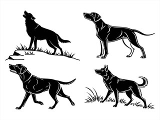 dog sihouette black vector bundle