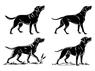 dog sihouette black vector bundle