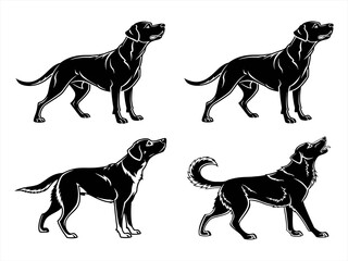 dog sihouette black vector bundle