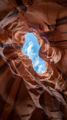 Antelope canyon sky view scenic landscape natural light sandstone arizona travel destination photography