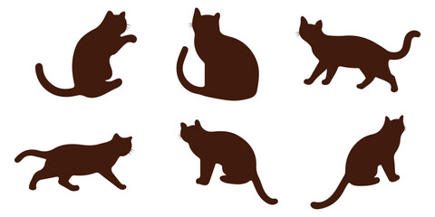 Cat silhouette collection. Set of black cat silhouette. Kitten silhouette collection. Cat silhouette set vector illustration.