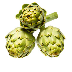 Obraz premium Artichoke hearts isolated on transparent background top view