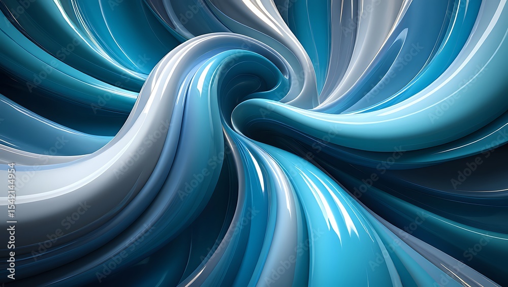 Fototapete abstract swirling blue and white 3d render a vortex of color and form