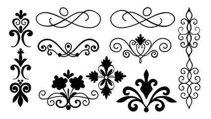 vintage calligraphic and ornamental vector decorations, perfect for wedding cards, invitation designs, and elegant frames.