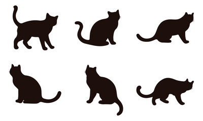 Cat silhouette collection. Set of black cat silhouette. Kitten silhouette collection. Cat silhouette set vector illustration.