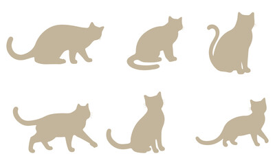 Set of silhouettes of cats on a white background. Vector illustration. Cat silhouettes set, large pack of vector silhouette design