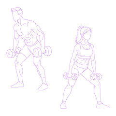 person exercising with dumbbells lineart illustration