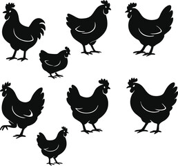 Hen Vector Illustration – Farm Chicken, Poultry Animal Clipart Design

