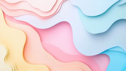 Abstract layered shapes in pastel colors.  Soft, flowing, paper-cut design