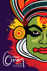 Kerala Onam Celebration Poster – Cultural Face Art in Bright Colors