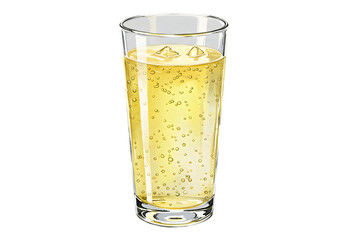 Refreshing Sparkling Yellow Drink in Tall Glass with Ice Cubes - Watercolor Illustration clipart watercolor png, isolated on transparent background