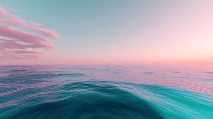 Obraz premium Serene ocean view with pastel sky. Tranquil seascape at sunset. Calm sea surface