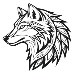 Obraz premium Tribal Wolf Head Vector Logo Artistic Wolf Mascot Illustration