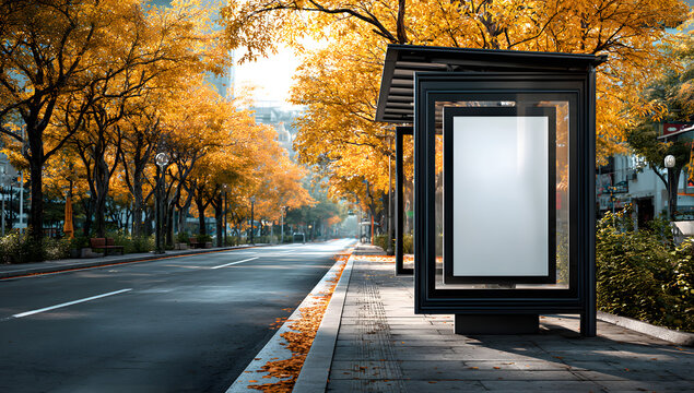 Empty a2 poster mockup at paris bus stop