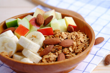 Muesli granola and fruit.