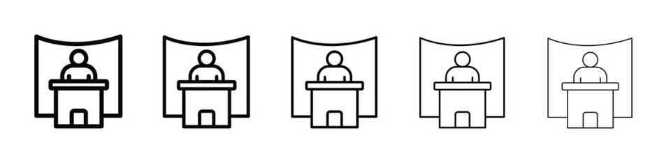 Exhibitor icon Symbol concept for web design.simple line vector icon. logo illustration.