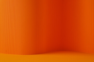 Minimal abstract orange background for product presentation. Soft shadow and light, connection of...