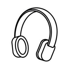 Compact folded headphones silhouette minimalist design for banners and advertisements