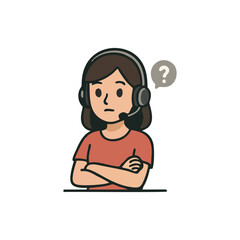 Customer support female agent headset online assistance communication call center hotline chat help helpdesk technical operator professional customer relation and remote user service with smile