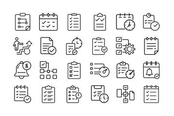 Set of Planning and Task Management Outline Icons