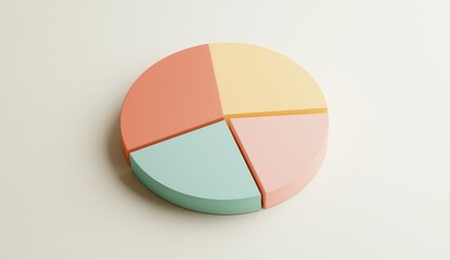Fototapeta premium Pastel-colored pie chart on a plain background