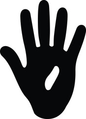 Black Handprint with Missing Center Isolated Illustration on White Background