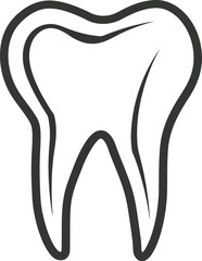 Detailed Tooth Illustration with Defined Outline on White Background Ideal for Dental Design