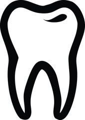 illustration of a molar tooth in black outline with simple shape