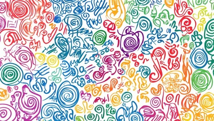 Fototapeta premium Colorful abstract pattern of swirling lines and shapes