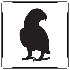 Standing Parrot Silhouette – Black Tropical Bird Icon in Upright Pose – Vector Animal Symbol for Nature Design, Wildlife Art, Exotic Bird Logo, Tattoo, Clipart, Decor


