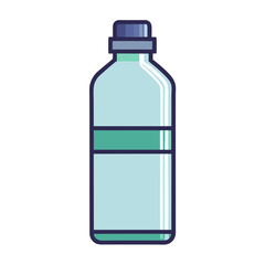 Stylized image of a translucent bottle with a cap and a band