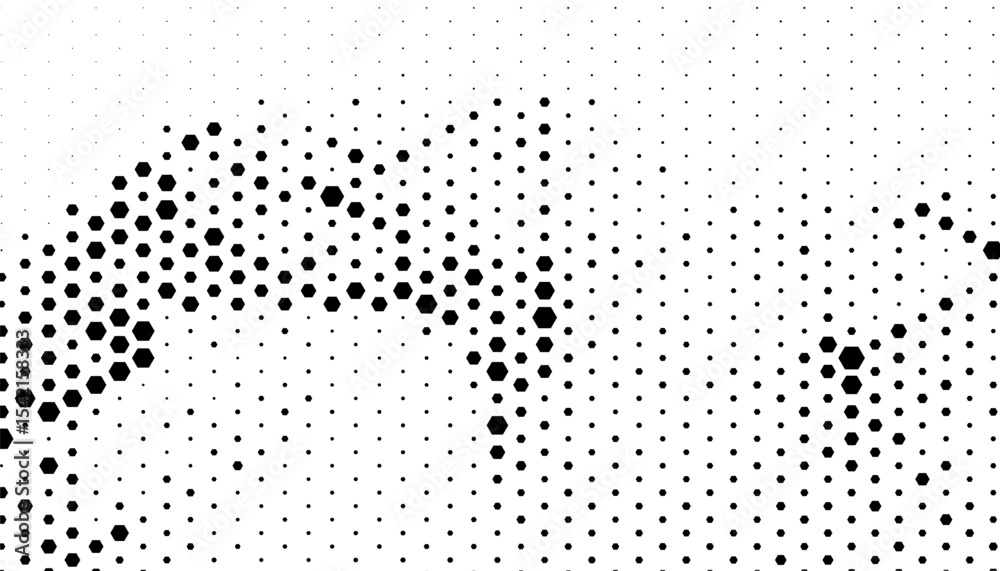 Poster black and white halftone pattern with hexagon shape for modern background and jersey design. fully e