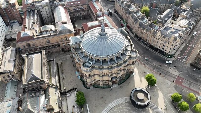 Aerial view of McEwan Hall at University of Edinburgh, Scotland