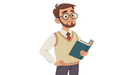 Male Teacher Holding Book – Vector Educational Character