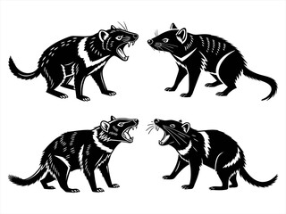 tasmanian devil sihouette black vector bundle