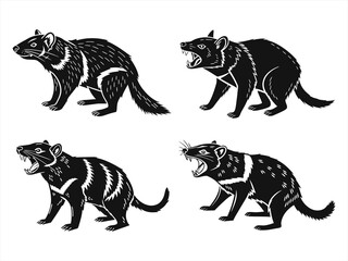 tasmanian devil sihouette black vector bundle