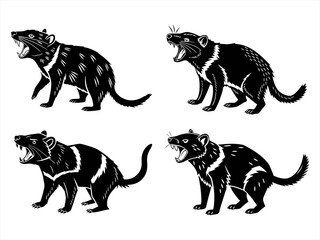 tasmanian devil sihouette black vector bundle