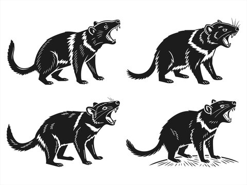 tasmanian devil sihouette black vector bundle