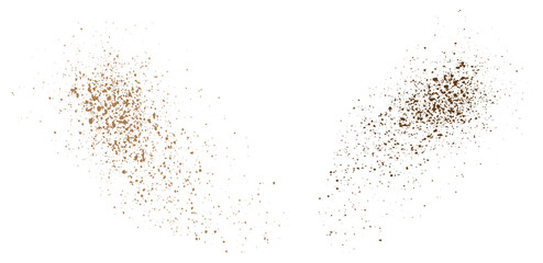 Splatter abstract flying cocoa powder dust particles grunge texture editable splash isolated background