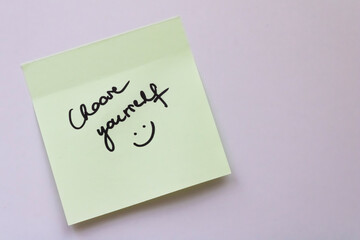 Handwritten sticky note with 'Choose yourself' inscription