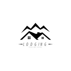 Simple Minimalist Cabin Lodge Villa House Logo Design