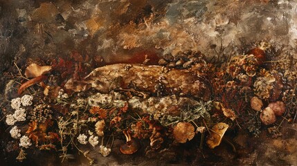 Obraz premium Dried flowers mushrooms arrangement