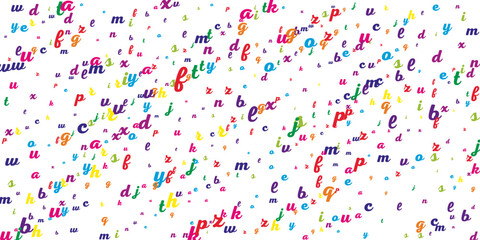Falling letters of English language. Colorful