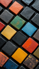 Vibrant Square Chalks on Black Background for School and Art Projects