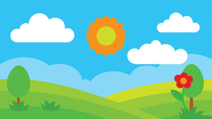 Obraz premium summer landscape with trees and clouds