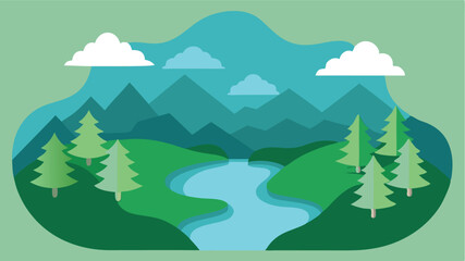 Fototapeta premium paper layer cut of top view landscape in forest