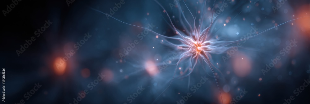 Aufkleber Floating Glowing Neurons Create a Mesmerizing Atmosphere in a Foggy Abstract Background With Soft Colors and Intricate Details