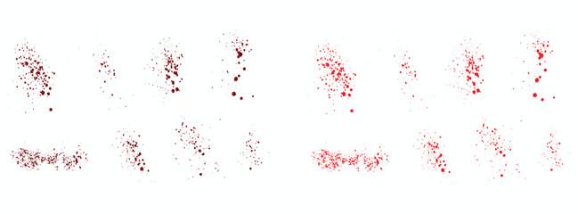 Blood spatter realistic vector background set. red blood paint splashes set. Realistic set of blood splatter vector