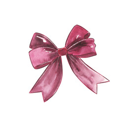 Pink Watercolor Gift Bow Knot Illustration